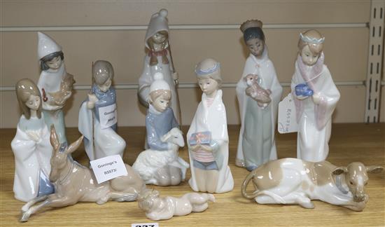 Eleven Lladro nativity figures